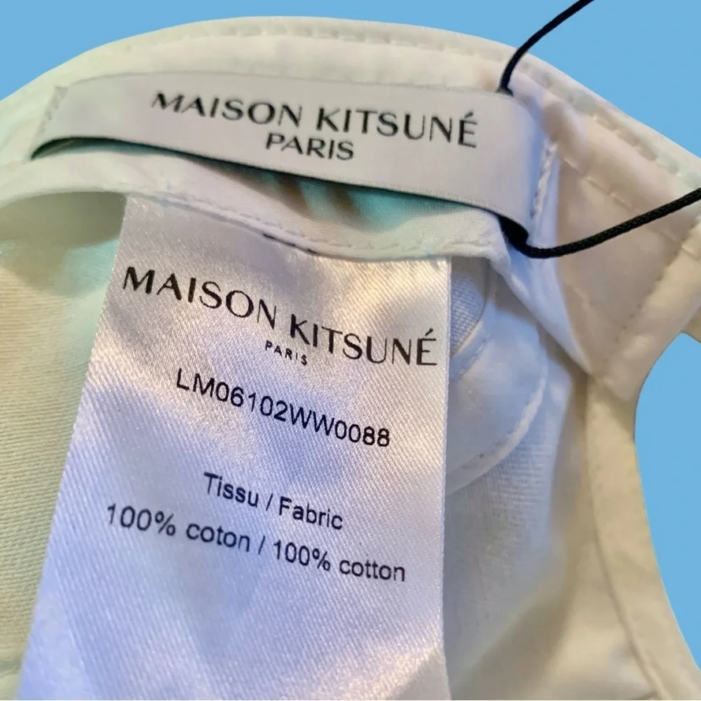 MAISON KITSUNE PALAIS ROYAL MILK LOGO PRINT 5 PANEL BASEBALL CAP HAT NWT Kitsuné